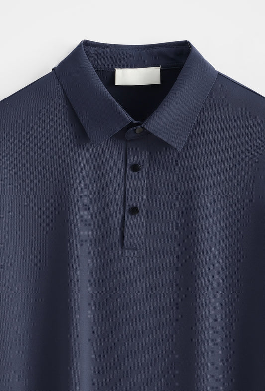 Premium Glans Stretch Polo Heren Donkerblauw