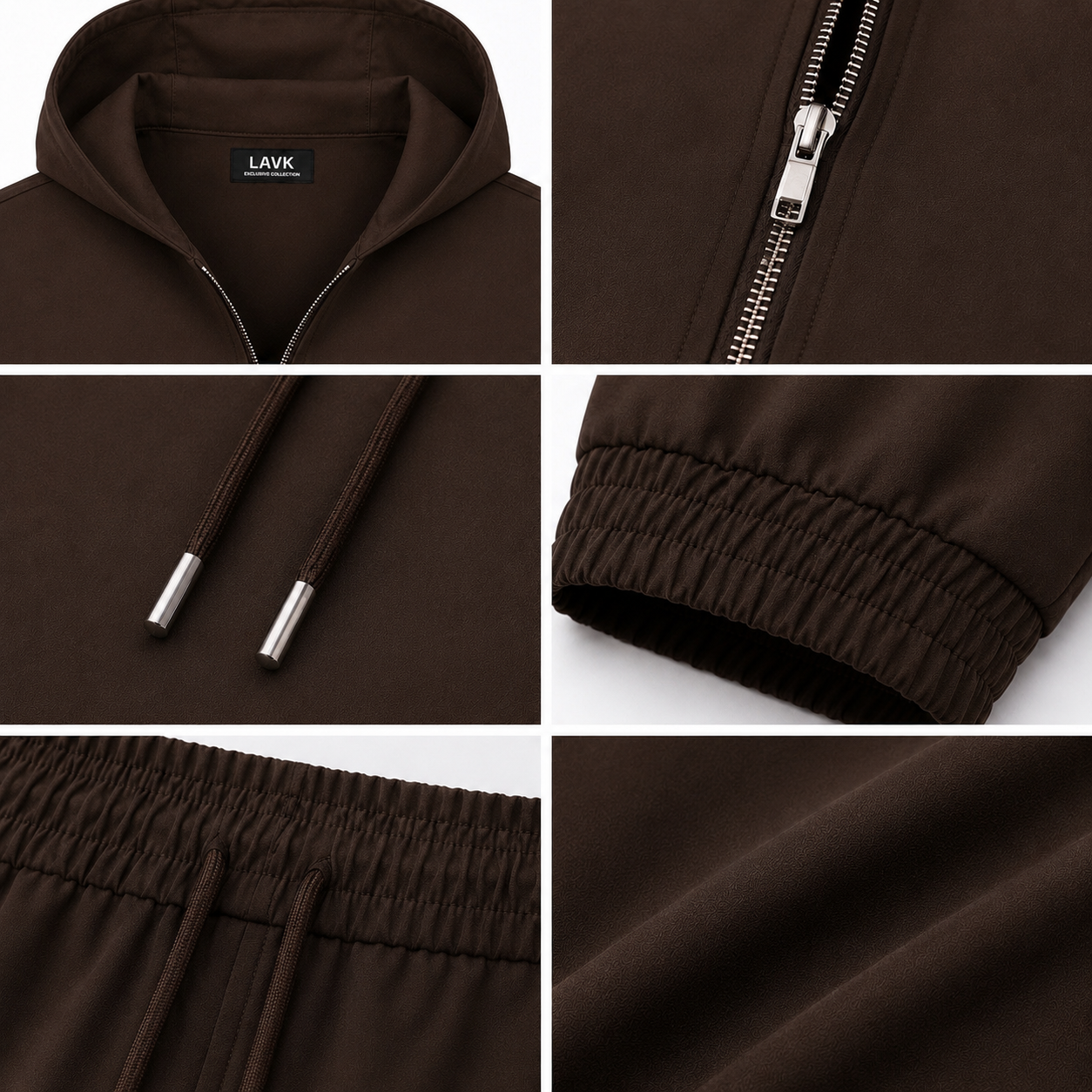 LAVK Premium Hooded Tech Set Brown – Stretch Heren Trainingspak