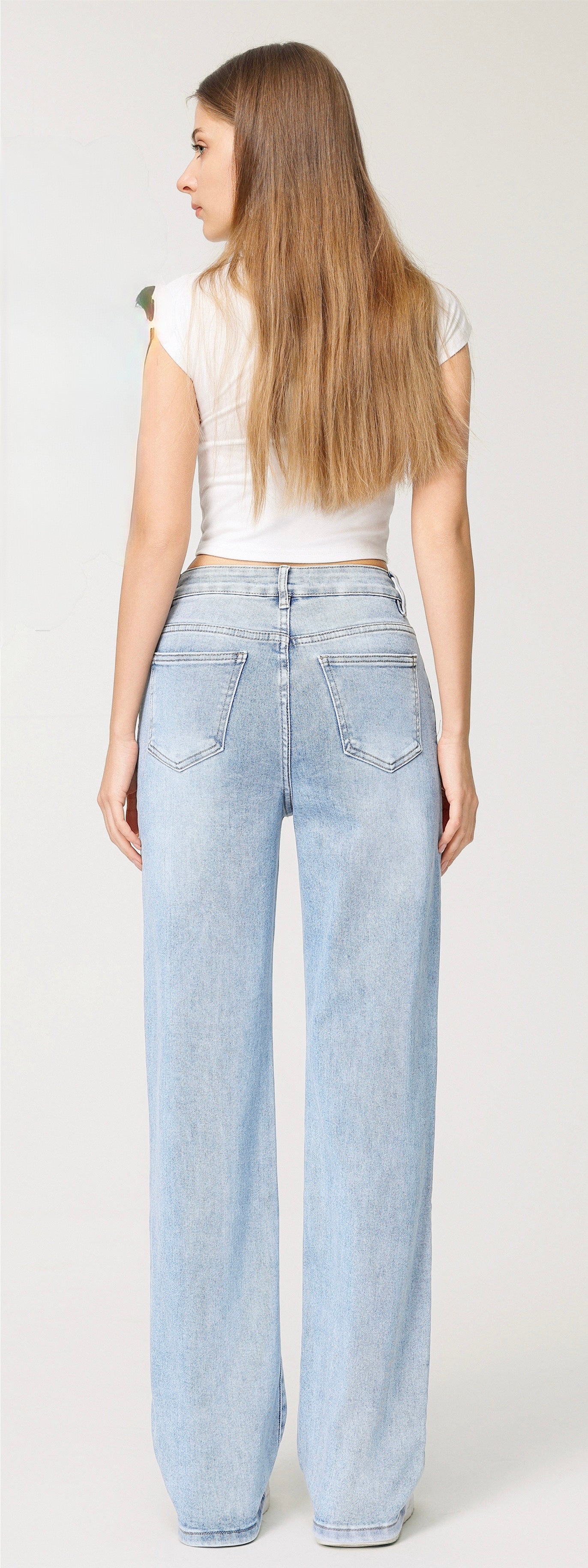 LAVK Super Stretch Wide Leg Jeans-light blue
