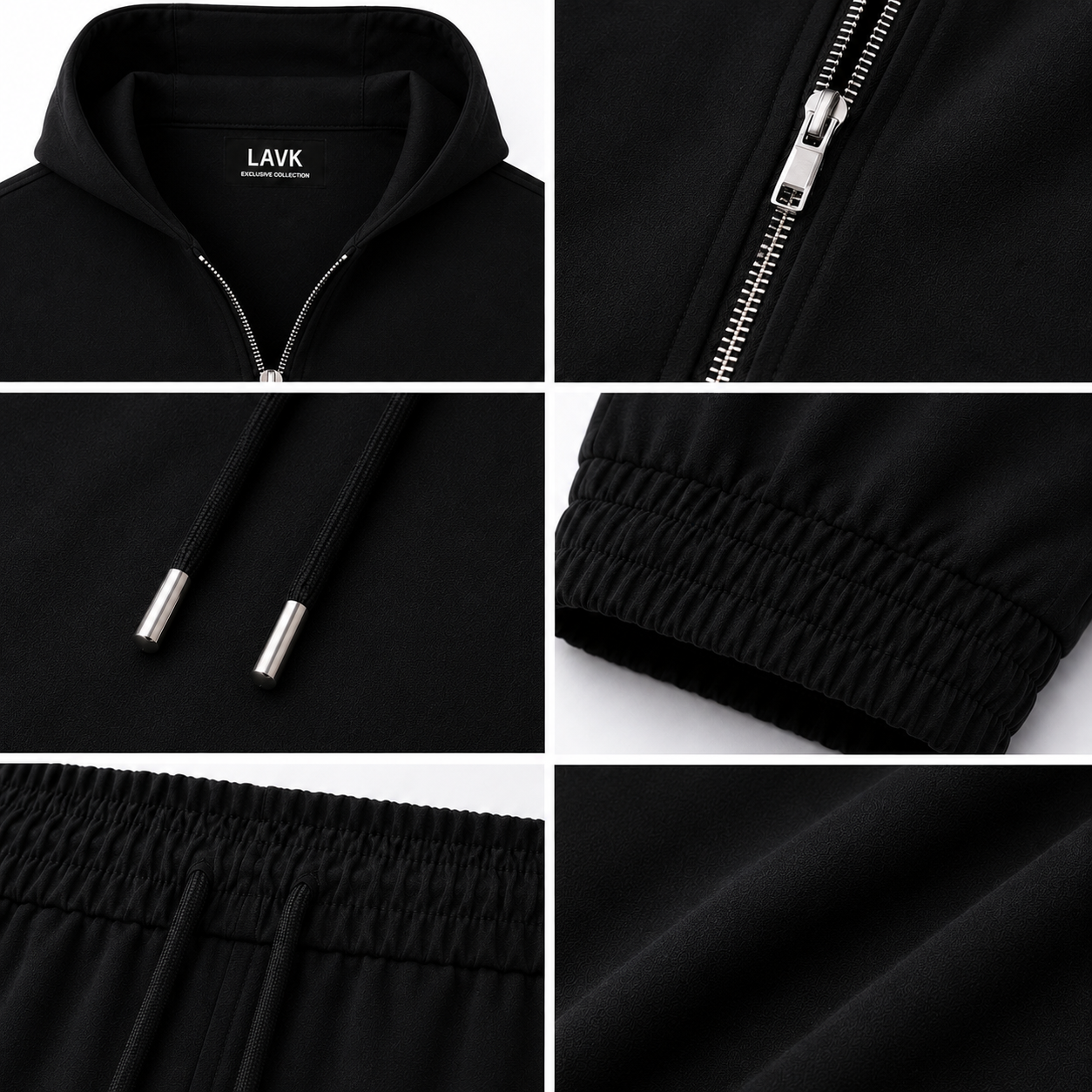 LAVK Premium Hooded Tech Set Black – Stretch Heren Trainingspak