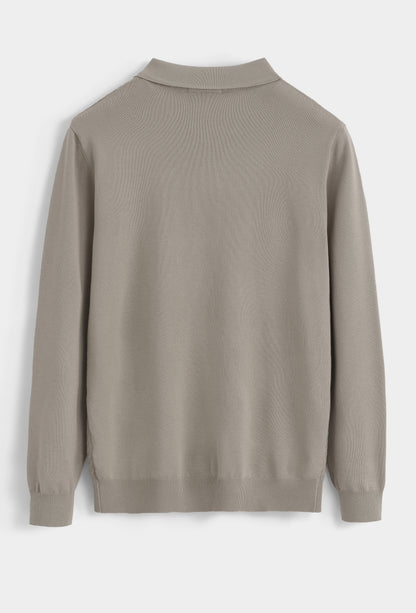 LAVK Premium Zip Knit Polo Longsleeve Beige