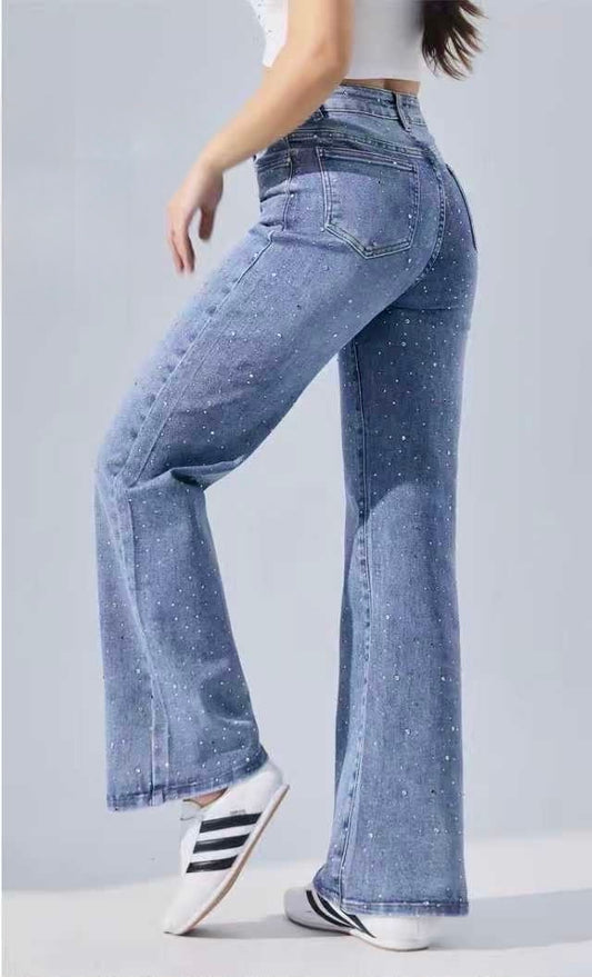 LAVK Wide Leg jeans sparkle mid blue