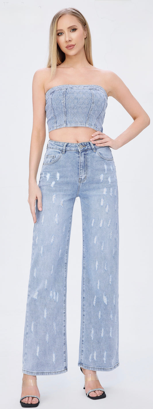 LAVK super stretch jeans destroyed blue