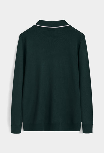 LAVK Classic Knit Polo Longsleeve Forest Green