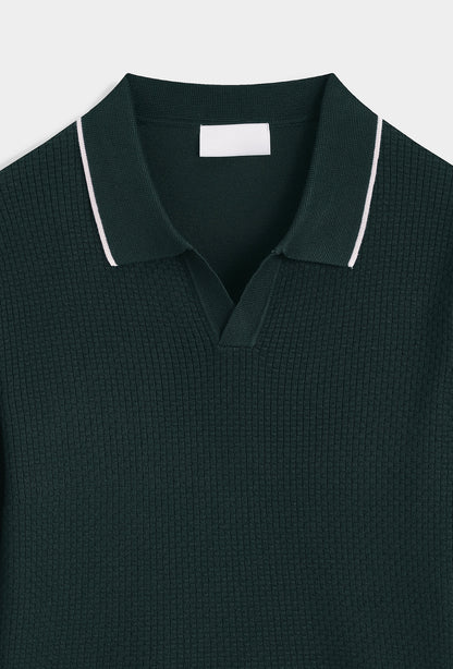 LAVK Classic Knit Polo Longsleeve Forest Green