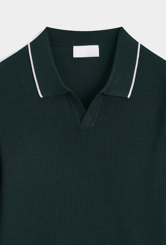 LAVK Classic Knit Polo Longsleeve Forest Green