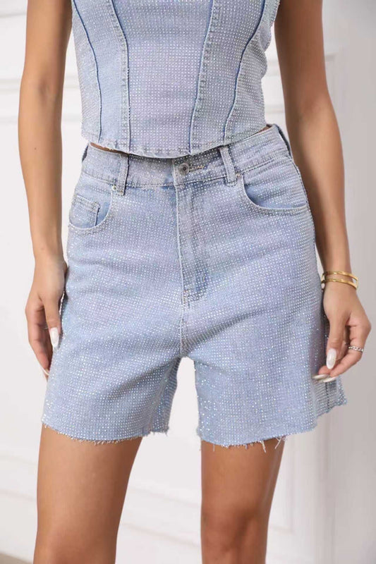 LAVK Full Stoned Denim Bermuda Short