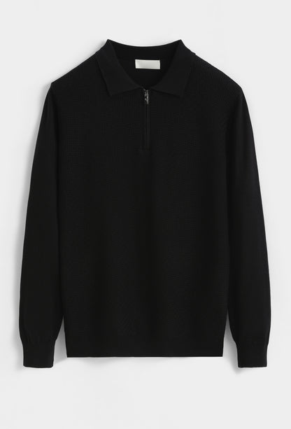 LAVK Premium Zip Knit Polo Longsleeve Black