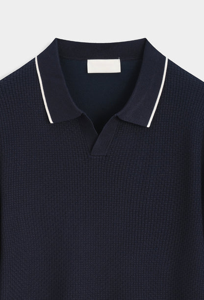 LAVK Classic Knit Polo Longsleeve Navy