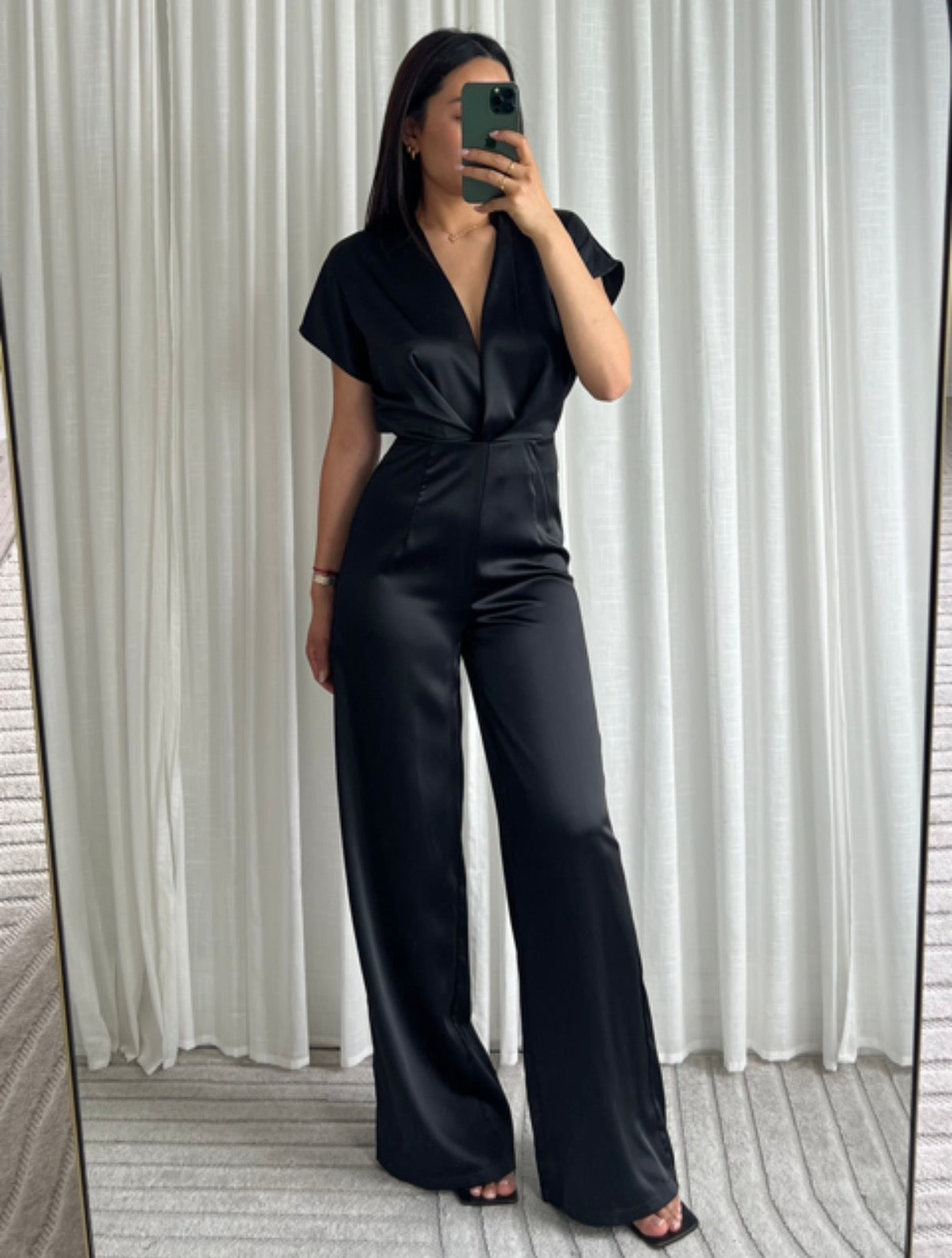 Elena Jumpsuit Satijn Zwart