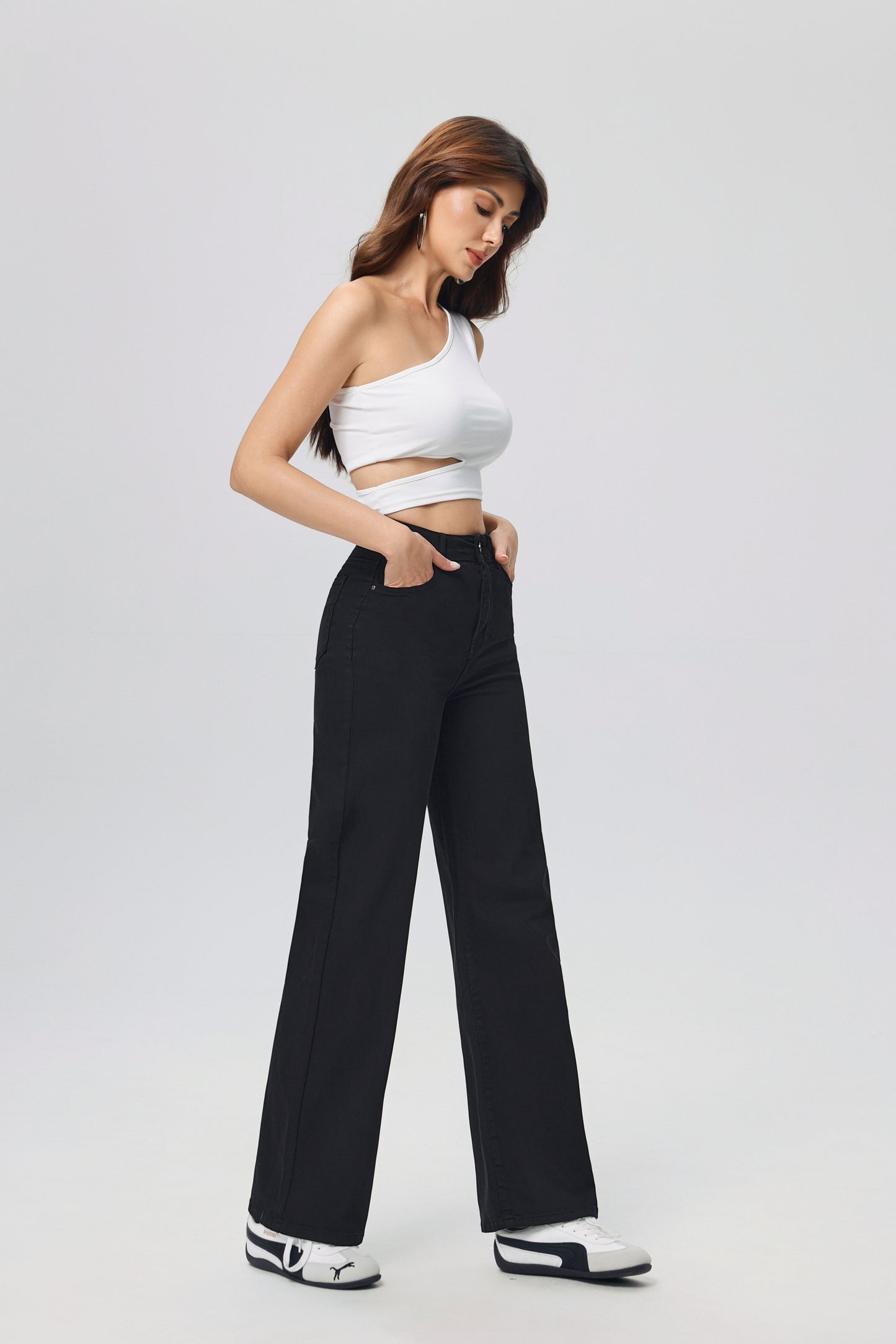 LAVK Super Stretch Wide Leg Jeans – Deep Black | Inseam 80 cm