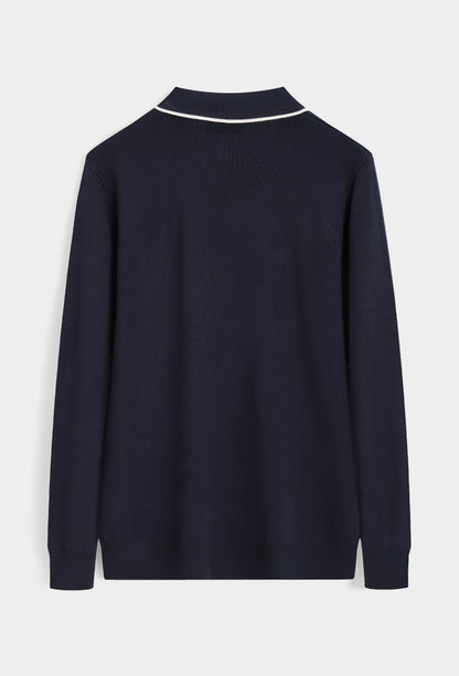 LAVK Classic Knit Polo Longsleeve Navy