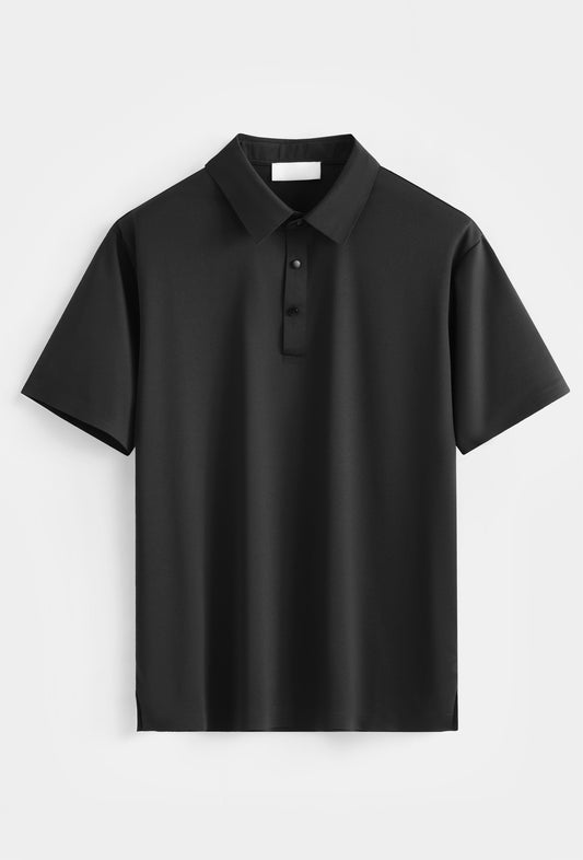 Premium Glans Stretch Polo Heren Zwart