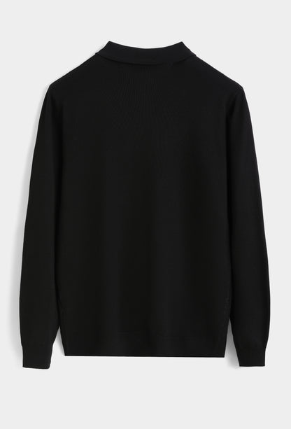 LAVK Premium Zip Knit Polo Longsleeve Black