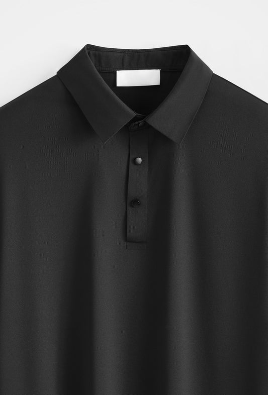 Premium Glans Stretch Polo Heren Zwart