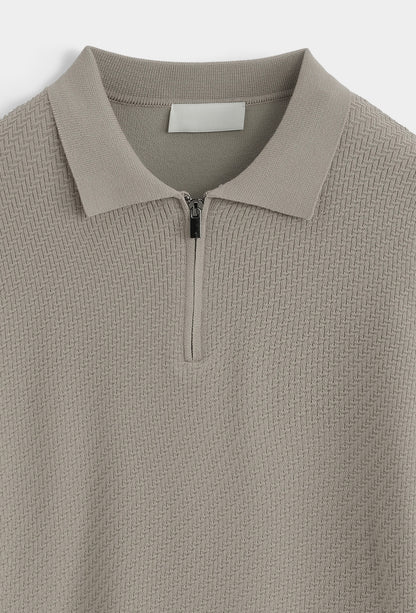 LAVK Premium Zip Knit Polo Longsleeve Beige