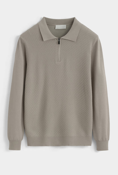 LAVK Premium Zip Knit Polo Longsleeve Beige