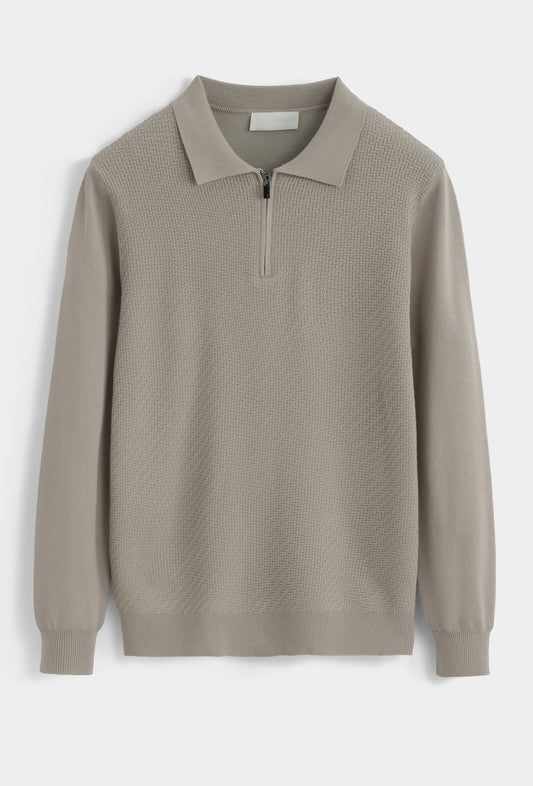 LAVK Premium Zip Knit Polo Longsleeve Beige