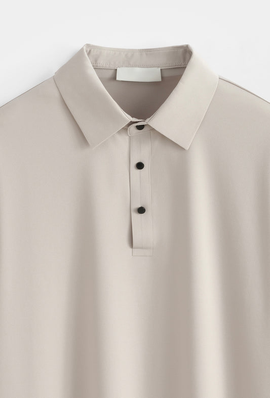 Premium Glans Stretch Polo Heren Beige