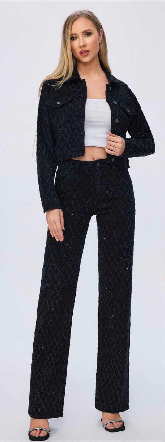 LAVK Sparkle Wide Leg jeans Black