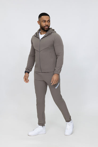 Heren Motion Tracksuit Set Taupe – Slim Fit Performance Pak