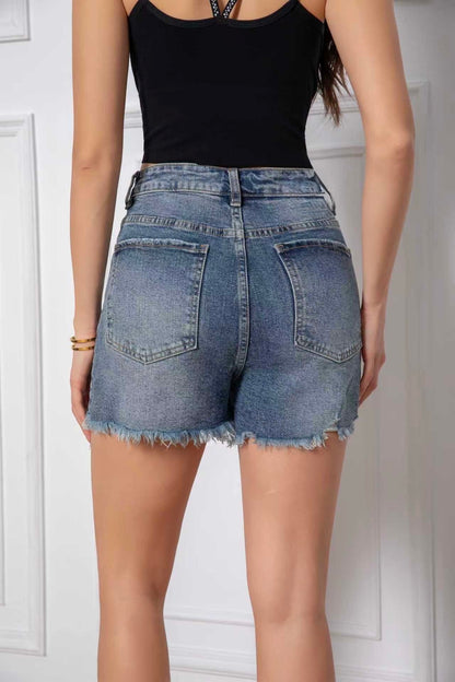 LAVK Dark Blue Destroyed Denim Short