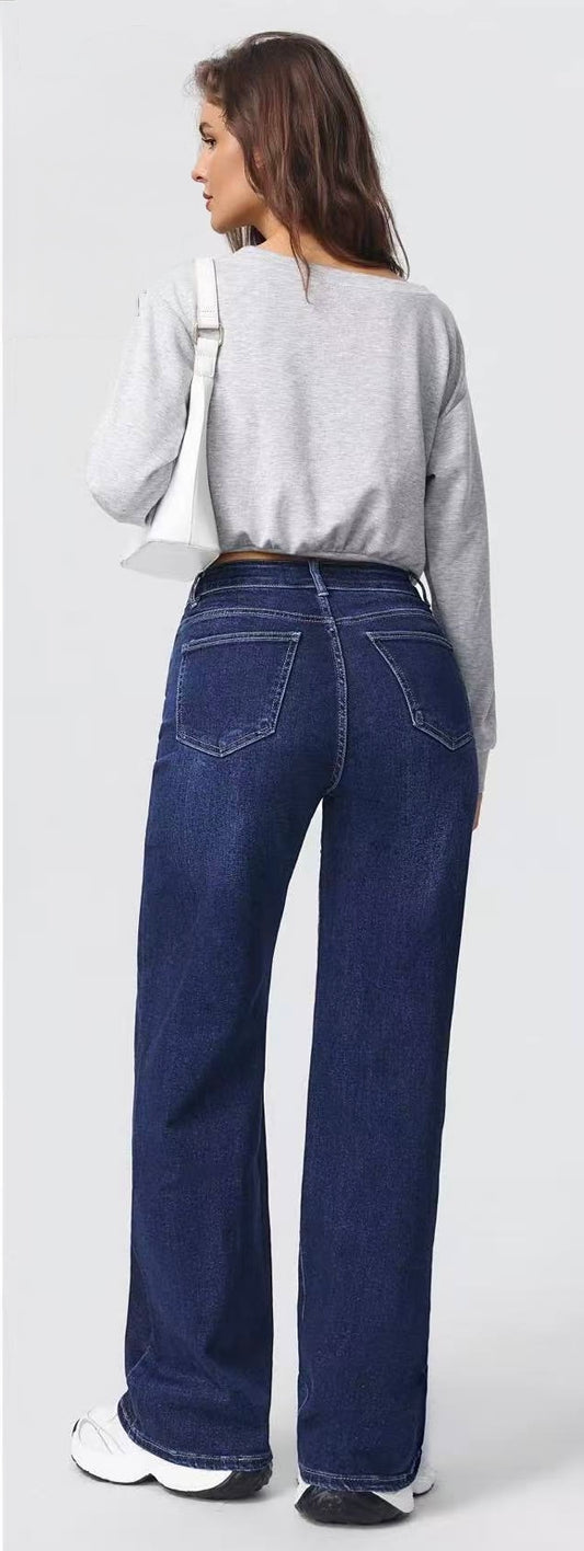LAVK Super Stretch Wide Leg Jeans-Dark blue