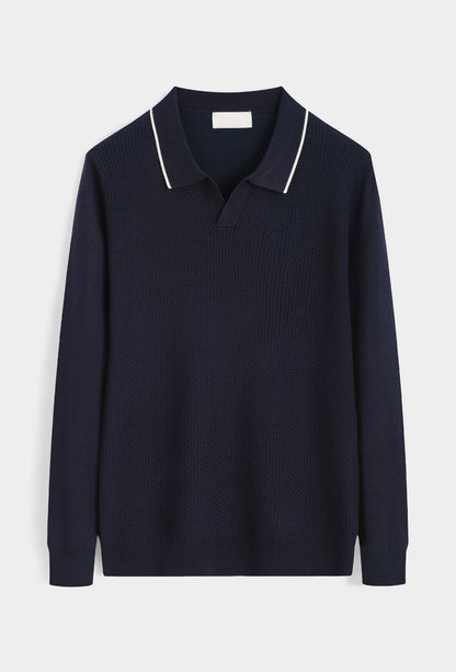 LAVK Classic Knit Polo Longsleeve Navy