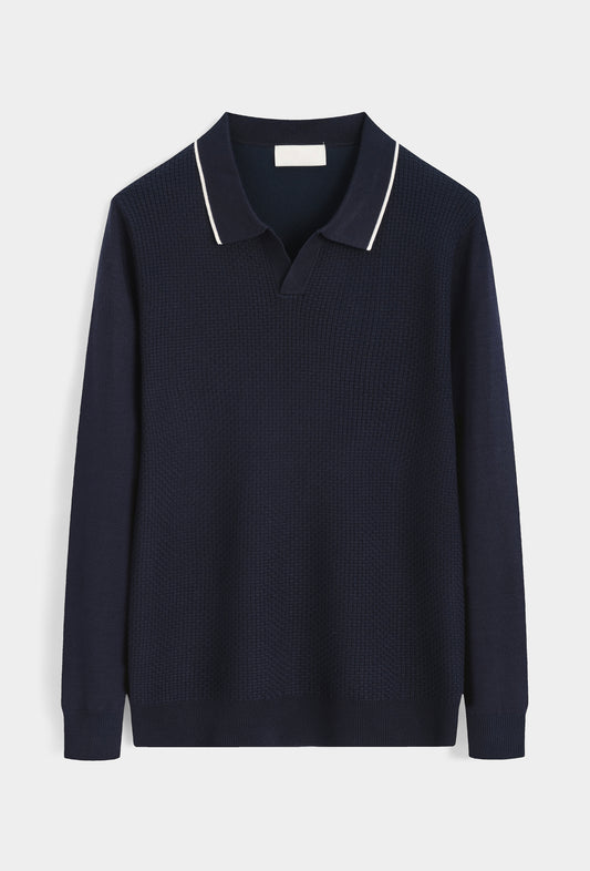 LAVK Classic Knit Polo Longsleeve Navy
