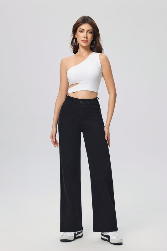 LAVK Super Stretch Wide Leg Jeans – Deep Black | Inseam 80 cm