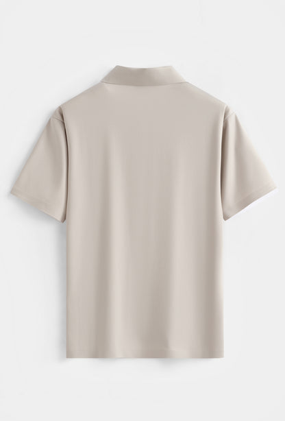Premium Glans Stretch Polo Heren Beige