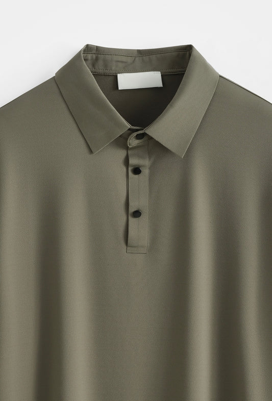 Premium Glans Stretch Polo Heren Legergroen