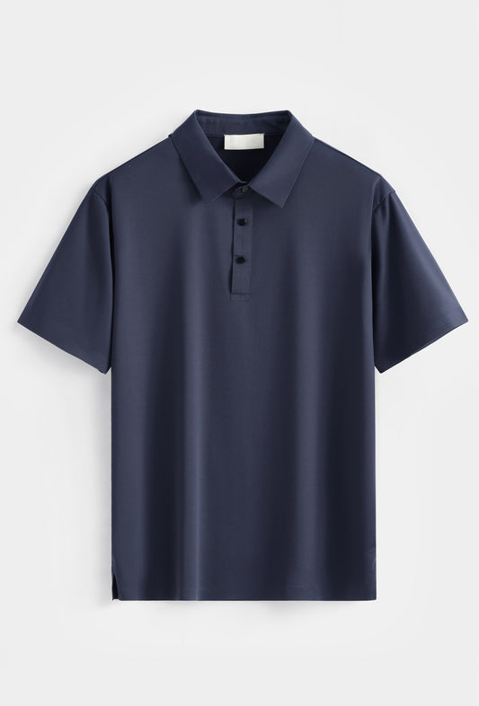 Premium Glans Stretch Polo Heren Donkerblauw