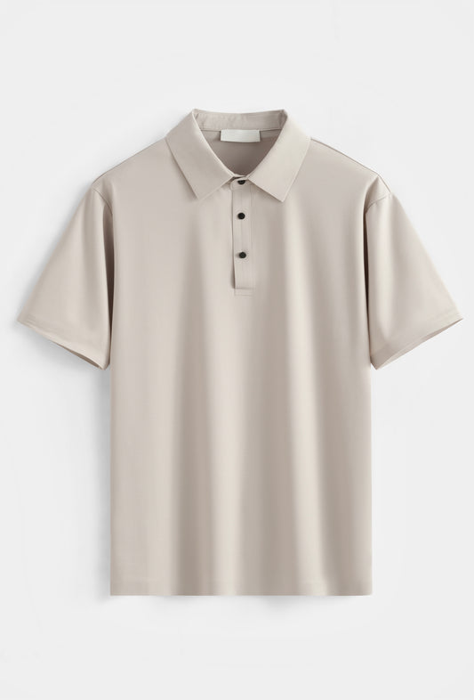 Premium Glans Stretch Polo Heren Beige