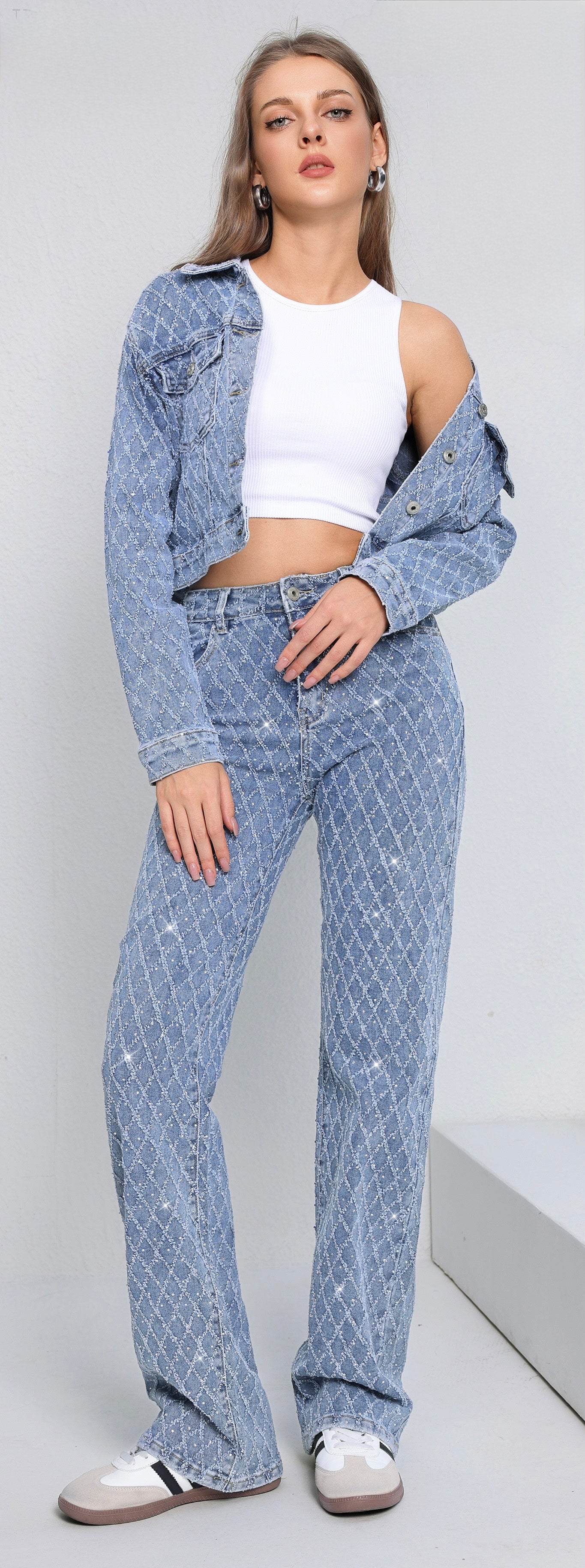 LAVK Sparkle Wide Leg jeans blue