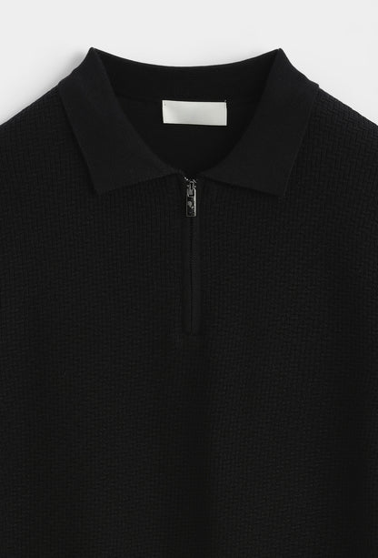 LAVK Premium Zip Knit Polo Longsleeve Black