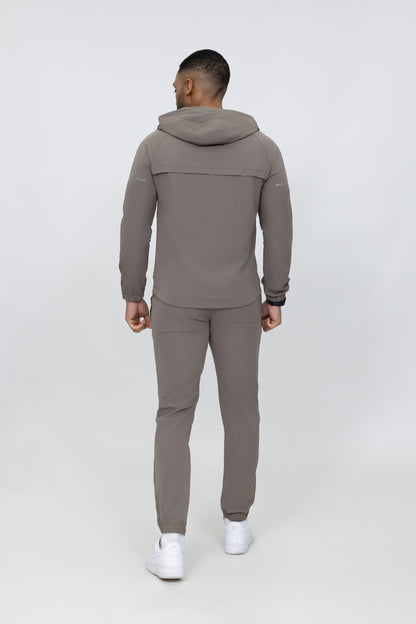 Heren Motion Tracksuit Set Taupe – Slim Fit Performance Pak