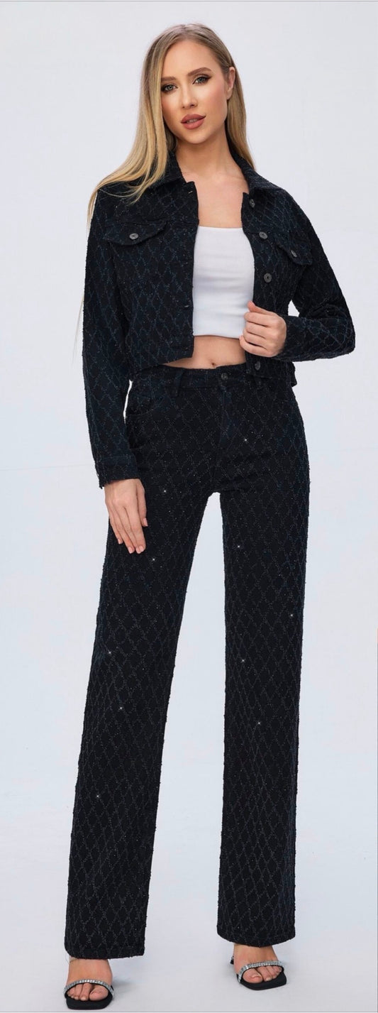 LAVK Sparkle Denim Jacket Black