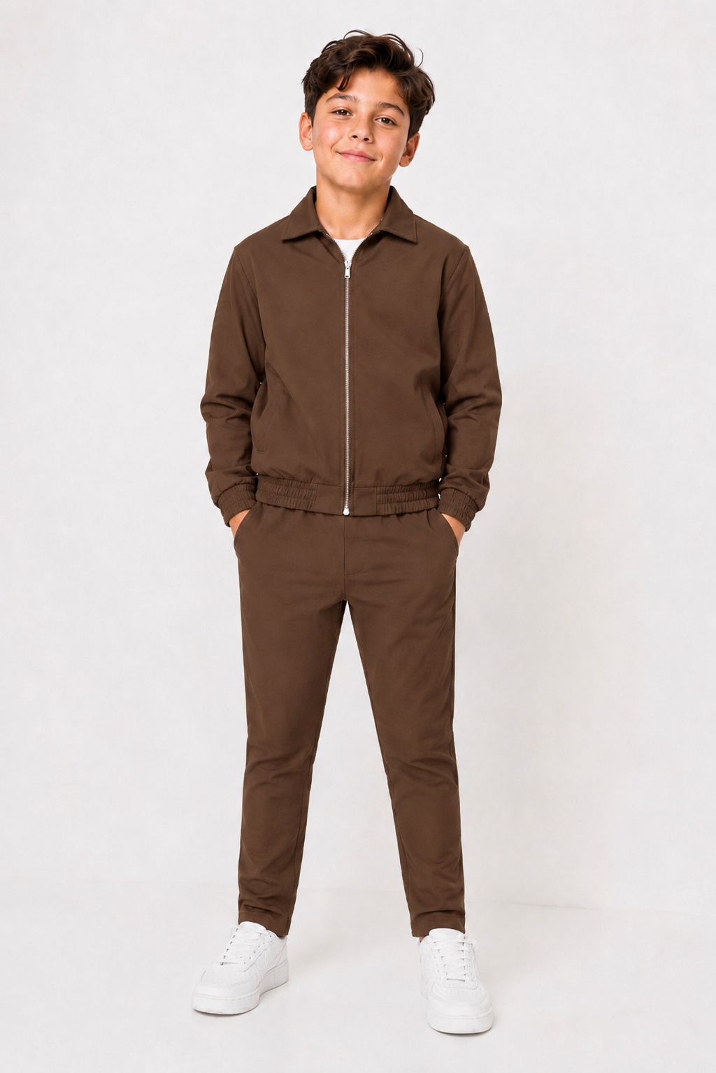 LAVK Tech Set Kids Brown – Slim Fit Stretch tracksuit