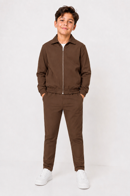 LAVK Tech Set Kids Brown – Slim Fit Stretch tracksuit