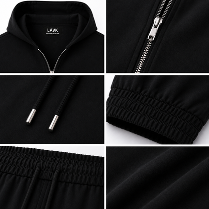 LAVK Premium Hooded Tech Set Black – Stretch Heren Trainingspak
