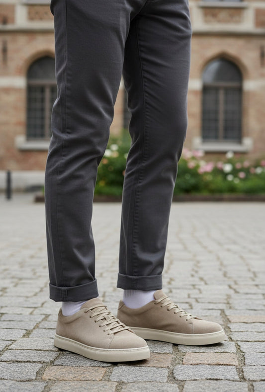 Heren Sneakers van Echt Leer Beige