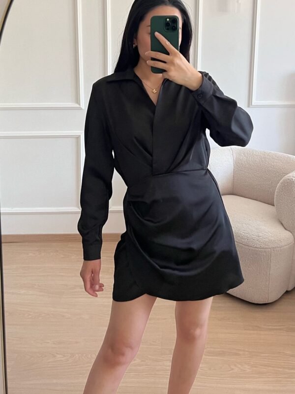 Satijnen Draped Mini Jurk - Afbeelding 2