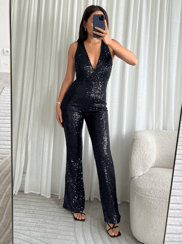 Pailletten Jumpsuit met Diepe V-Hals - Afbeelding 2