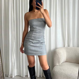 Strapless Glanzende Mini Jurk