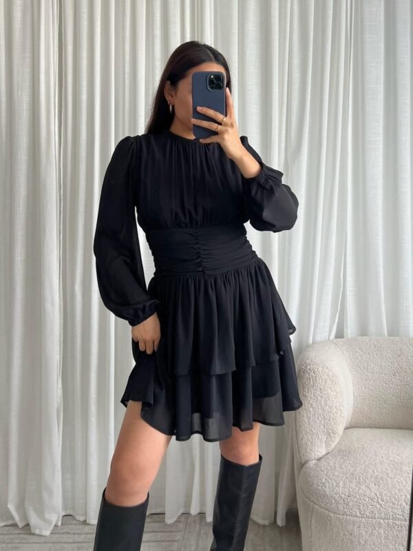 Open rug chiffon mini-jurk - Afbeelding 2