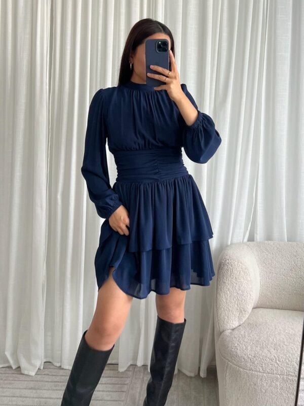 Open rug chiffon mini-jurk - Afbeelding 3