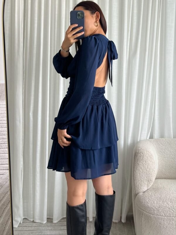 Open rug chiffon mini-jurk - Afbeelding 4