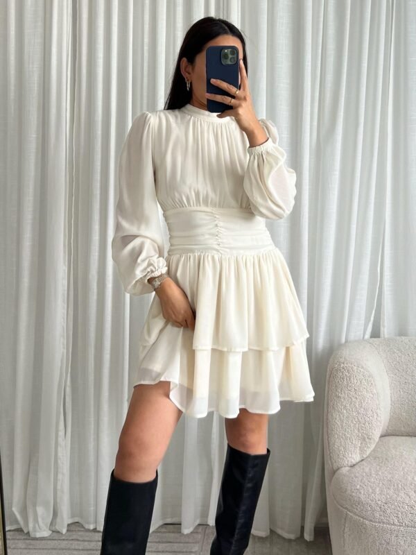 Open rug chiffon mini-jurk - Afbeelding 6