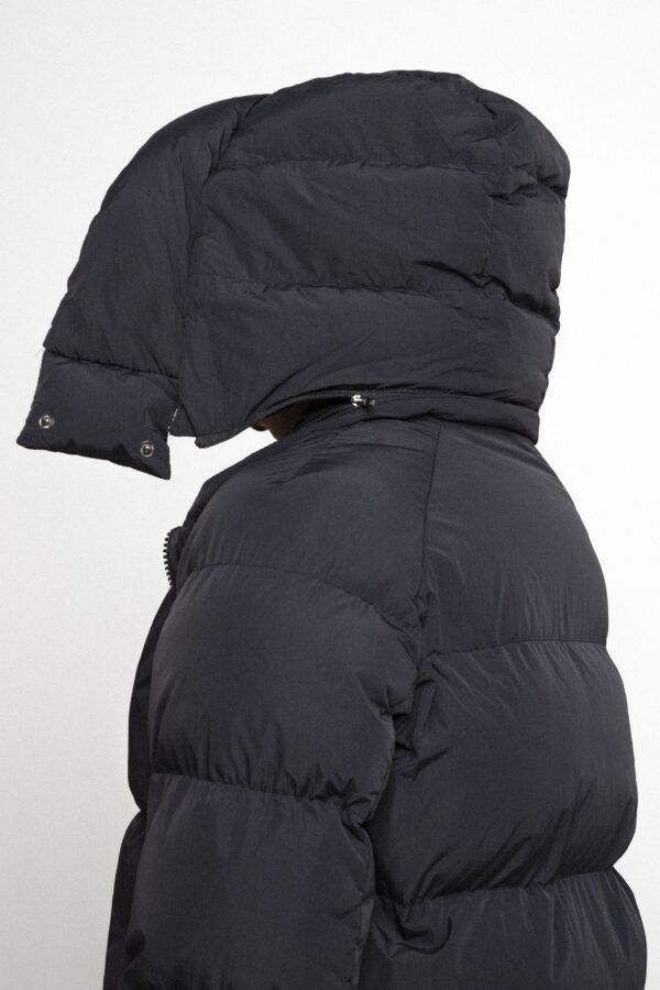 Lange Puffer Jas met Afneembare Capuchon Zwart - Afbeelding 4